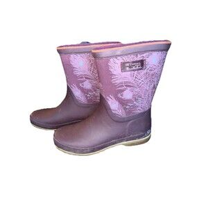 Tretorn Elsa Mid Calf Rain Boots Rubber  Purple Artist Designed  Women Size 39/8